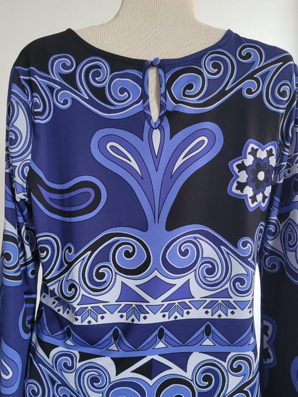 INC International Concepts Long-Sleeve Paisley Blues Geometric Dress (Size: M) - Picture 12 of 14